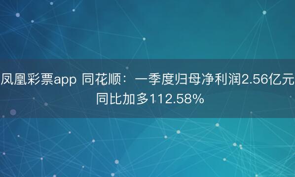 凤凰彩票app 同花顺：一季度归母净利润2.56亿元 同比加多112.58%